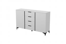Комод Брента 4 ящика, 2 двери (белый снег/лак белый)