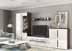 Гостиная Ким Вариант 1 (Белый глянец холодный, венге)