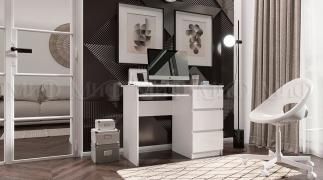 Стол письменный Челси (3 ящика)  (Белый/Белый глянец)