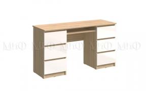 Стол письменный Челси 6 ящиков (Сонома/Белый глянец)