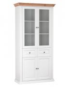 Шкаф-витрина "Атланта" 70.02 (со стеклом) (белый / пленка: Masa Decor белый / профиль: Masa Decor белый / карниз: Masa Decor дуб вотан)