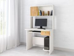 Компьютерный стол Грета 4 (Белый / Дуб Золотой Крафт)
