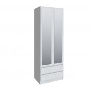 Шкаф Мадрид (800 мм) с 2-мя ящиками без ручек с зеркалом (Белый)