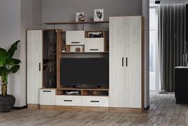 Гостиная «Оскар-5» (Дуб Табачный / Крафт Белый)