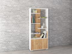 Стеллаж Ромео-4 (Белый / Дуб Крафт Золотой)